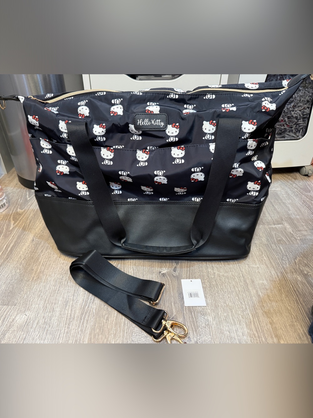 NWT Hello Kitty Black Crossbody Strap with Gold Clips